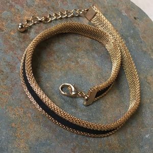 Offer??  Retro style woven metal choker necklace gold (color) black bold unique